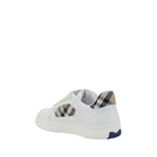 Burberry White Calf Leather Bos Taurus Low Top Sneakers