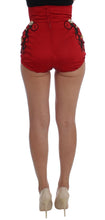 Red Silk Crystal Roses Shorts Dolce & Gabbana
