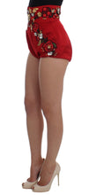 Red Silk Crystal Roses Shorts Dolce & Gabbana