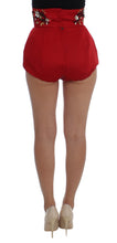 Red Silk Crystal Roses Shorts Dolce & Gabbana