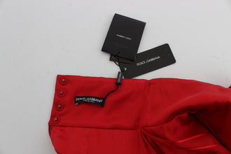 Red Silk Crystal Roses Shorts Dolce & Gabbana