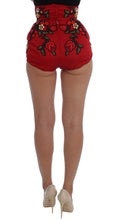 Red Silk Roses Sicily Shorts Dolce & Gabbana