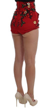 Red Silk Roses Sicily Shorts Dolce & Gabbana