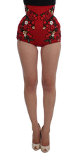 Red Silk Roses Sicily Shorts Dolce & Gabbana