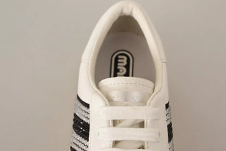Marc Jacobs White Leather Crystal Embellished Sneakers Shoes