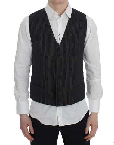 Gray Striped Formal Vest Dolce & Gabbana