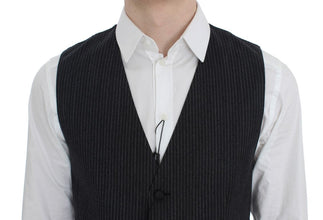 Gray Striped Formal Vest Dolce & Gabbana