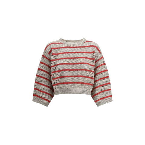 Sweater in perforated knit Brunello Cucinelli