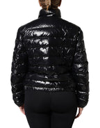 Dolce & Gabbana Black Logo Plaque Full Zip Puffer Jacket