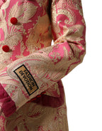 Dolce & Gabbana Pink Gold Jacquard Nylon Coat Blazer Jacket