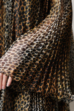 Dolce & Gabbana Brown Leopard Print Scarf Collared Chiffon Dress