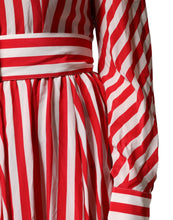 Dolce & Gabbana White Red Stripes Long Sleeves Midi Dress