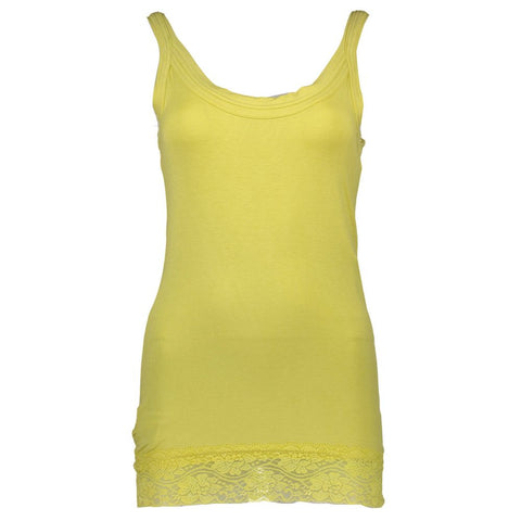Yellow Cotton Womens Tank with Lace Detail Silvian Heach