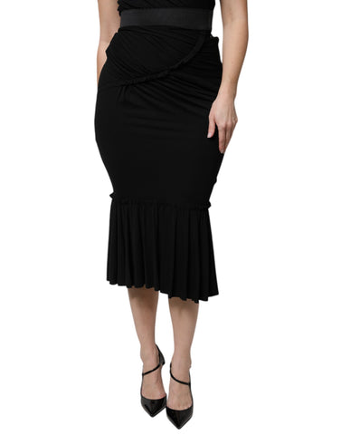 Black Mermaid Cut High Waist Midi Skirt Dolce & Gabbana