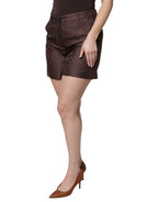 Dolce & Gabbana Brown Floral Brocade Mid Waist Mini Short