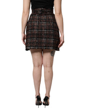 Dolce & Gabbana Multicolor High Waist Tartan Tweed Pencil Cut Skirt