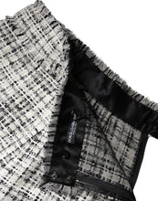 Dolce & Gabbana White Black High Waist Tartan Tweed Mini Skirt