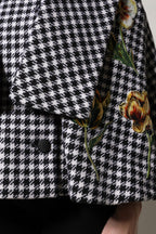 Dolce & Gabbana Black White Monochrome Patterned Floral Cape Jacket