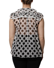 Dolce & Gabbana White Black Polka Dot Cotton Sleeveless Top