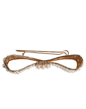 Dolce & Gabbana Gold Tone Brass Bow Crystal FauxPearl Embellished Brooch