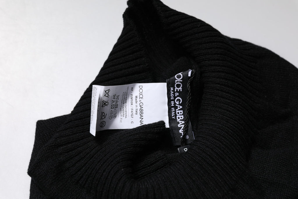 Dolce & Gabbana Black Cashmere Knitted Neck Warmer Foulard Scarf