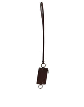 Dolce & Gabbana Brown Calf Leather Lanyard Logo Card Holder Wallet