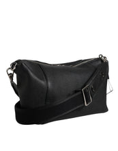 Dolce & Gabbana Black Leather Logo Plaque Shoulder Crossbody Bag