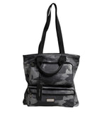 Dolce & Gabbana Gray Camo Cotton Multiple Compartments Tote Bag