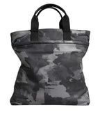 Dolce & Gabbana Gray Camo Cotton Multiple Compartments Tote Bag