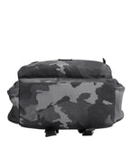 Dolce & Gabbana Gray Cotton Camouflage Logo Plaque Backpack Bag