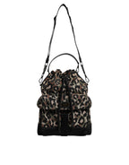 Dolce & Gabbana Multicolor Leopard Cotton Shoulder Bucket Bag