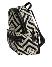 Dolce & Gabbana Black White Nylon Leather Travel Back Pack Bag