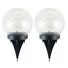 2Pcs Solar Lights Outdoor Garden Decor Cracked Glass Ball Warm Lights