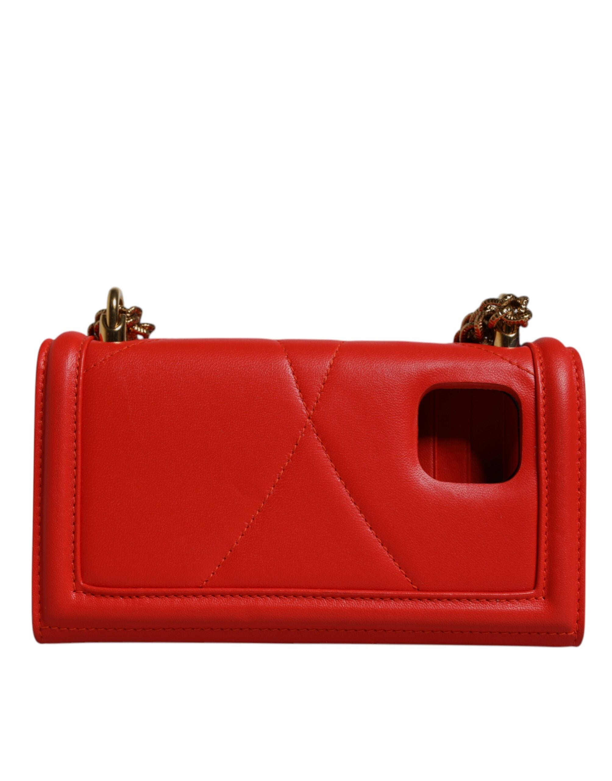Dolce & Gabbana Red Quilted Devotion Crossbody Chain Phone Cover Bag