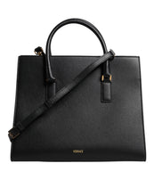 Versace Black Large Leather Top Handle Shoulder Crossbody Bag