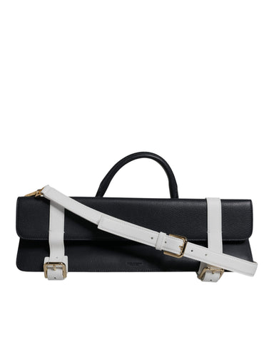 Dolce & Gabbana Blue White Calfskin Leather Crossbody Shoulder Bag