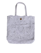 Dolce & Gabbana White Cordonetto Lace Beatrice Tote Shopping Bag