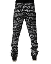 Dolce & Gabbana Black Cotton Logo Print Straight Denim Jeans