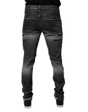 Dolce & Gabbana Dark Gray Tattered Cotton Skinny Denim Jeans