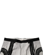 Dolce & Gabbana White Lace Trim Mid Waist Dress Formal Pants
