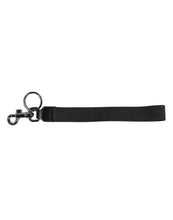 Dolce & Gabbana Black Logo Nylon Silver Brass Men Holder Keychain Keyring