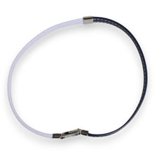 Dolce & Gabbana Blue White Leather Trimmed DG Engraved Silver Tone Clasp Bracelet