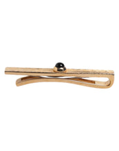 Dolce & Gabbana Black Sapphire Gold Tone Brass Tie Clip Bar