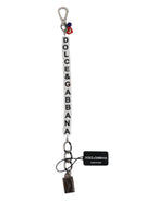 Dolce & Gabbana Silver Brass Chain Dice Logo Embellished Charm Bracelet