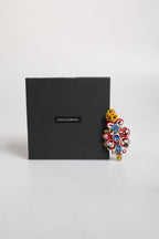 Dolce & Gabbana Multicolor Spring CARRETTO Gold Brass Crystal Hair Clip