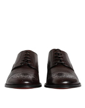 Dolce & Gabbana Maroon Calfskin Leather Derby Men Dress Shoes