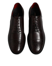 Dolce & Gabbana Maroon Calfskin Leather Derby Men Dress Shoes