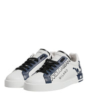 Dolce & Gabbana White Blue Crown Low Top Men Sneakers Shoes