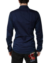 Dolce & Gabbana Dark Blue Cotton GOLD Dress Formal Shirt