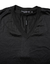 Dolce & Gabbana Dark Gray Silk V-neck Short Sleeves T-shirt
